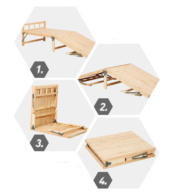 Giường gấp đôi đa năng nhỏ gọn bằng gỗ