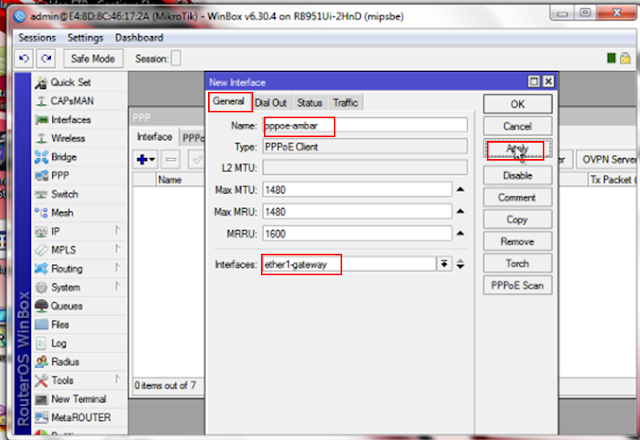 Konfigurasi PPPoE client dimikrotik