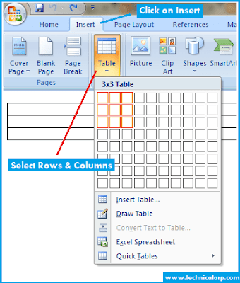 Create Table in Blogger using microsoft word