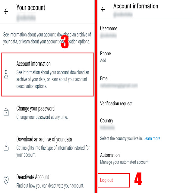 Choose Account Information and click Log Out