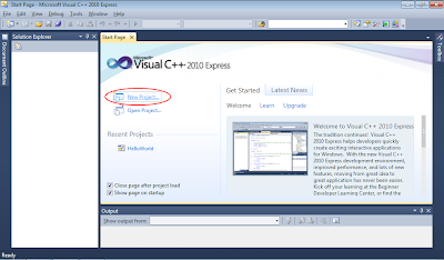 New Project...in Microsoft Visual C++ 2010 Express