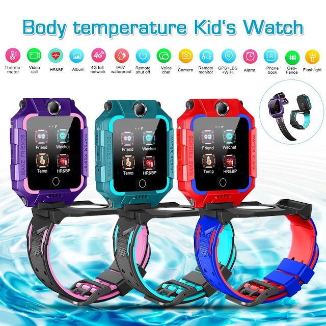 T10S 4G GPS+LBS WIFI Heart Rate Blood Pressure Monitor Temperature Measurement IP67 Waterproof Smart Watch