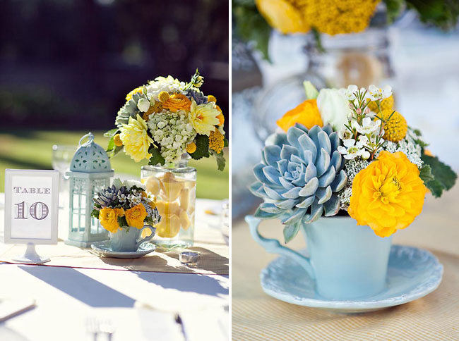 Party Inspiration Aqua Blue Yellow Wedding