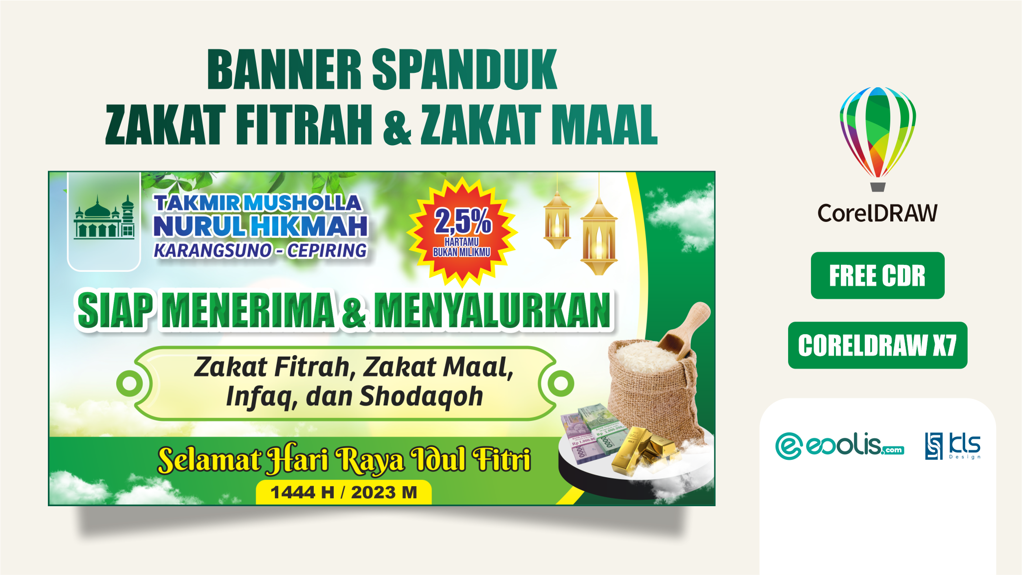 Free CDR - Desain Spanduk Zakat Fitrah dan Zakat Maal - eoolis.com