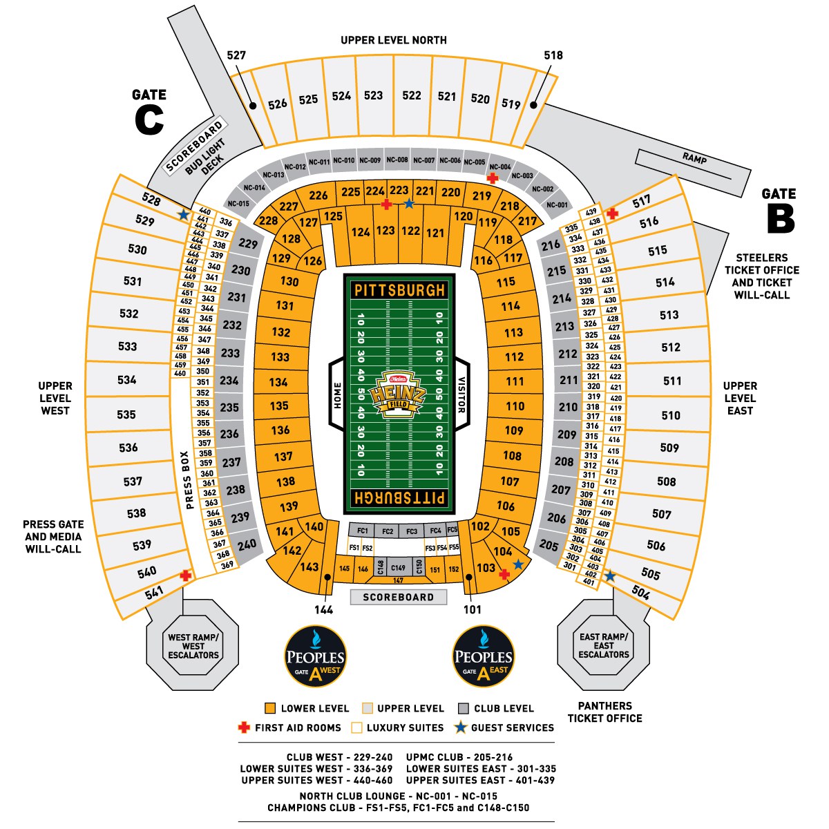 heinz field seating chart - Seating Charts Heinz Field in Pittsburgh PA