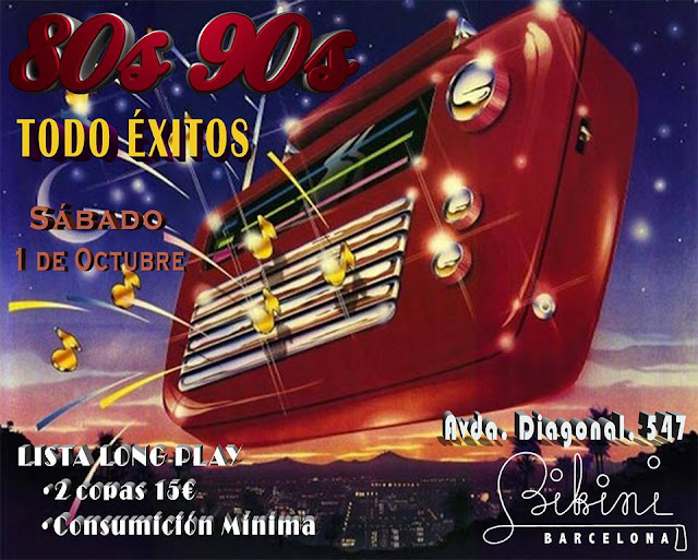 Flyer Fiesta 80s, 90s y Todo Éxitos