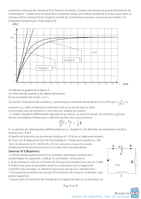 devoir de synthèse 1 physique baccalauréat Mathématique avec correction , devoirs physique bac math, فرض تأليفي 1  فيزياء مع الاصلاح بكالوريا رياضيات