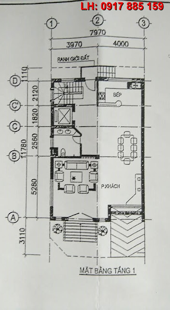 Mặt bằng tầng 1 mẫu b1