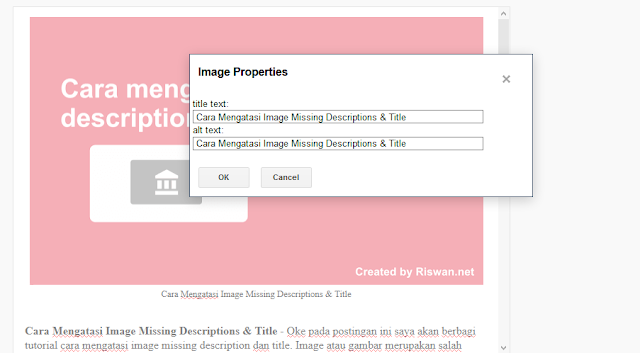 Cara Mengatasi Image Missing Description dan Title