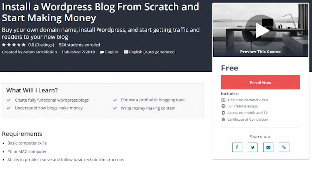 [100% Free] Install a Wordpress Blog From Scratch and Start Making Money