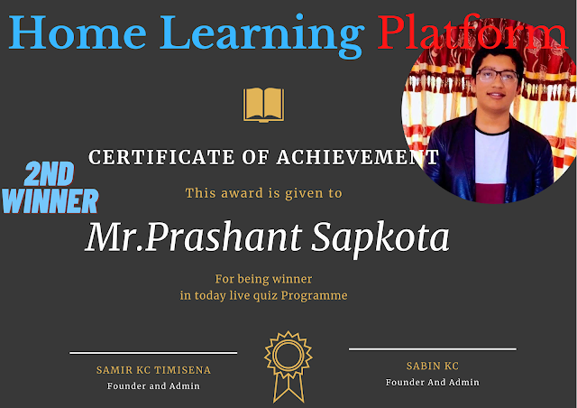 A Lot Of Congratulations For Being 2nd Winner Mr.Prashant Sapkota|| 2PM Live Quiz