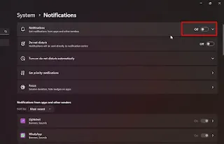 Mematikan Semua Notifikasi Windows 11