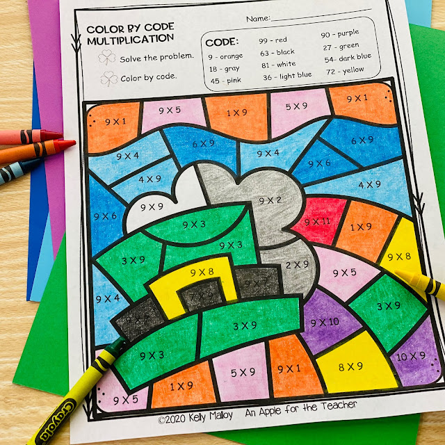 St. Patrick's Day Color by Number Multiplication