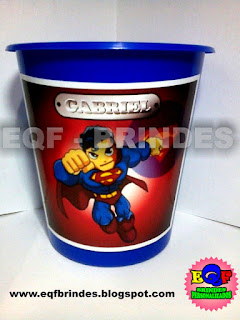 Baldinho de Pipoca Para Centro de Mesa Superman Kid, Lembrancinha Superman Kid, Brinde Superman Kid, Tema Superman Kid, Festa Superman Kid