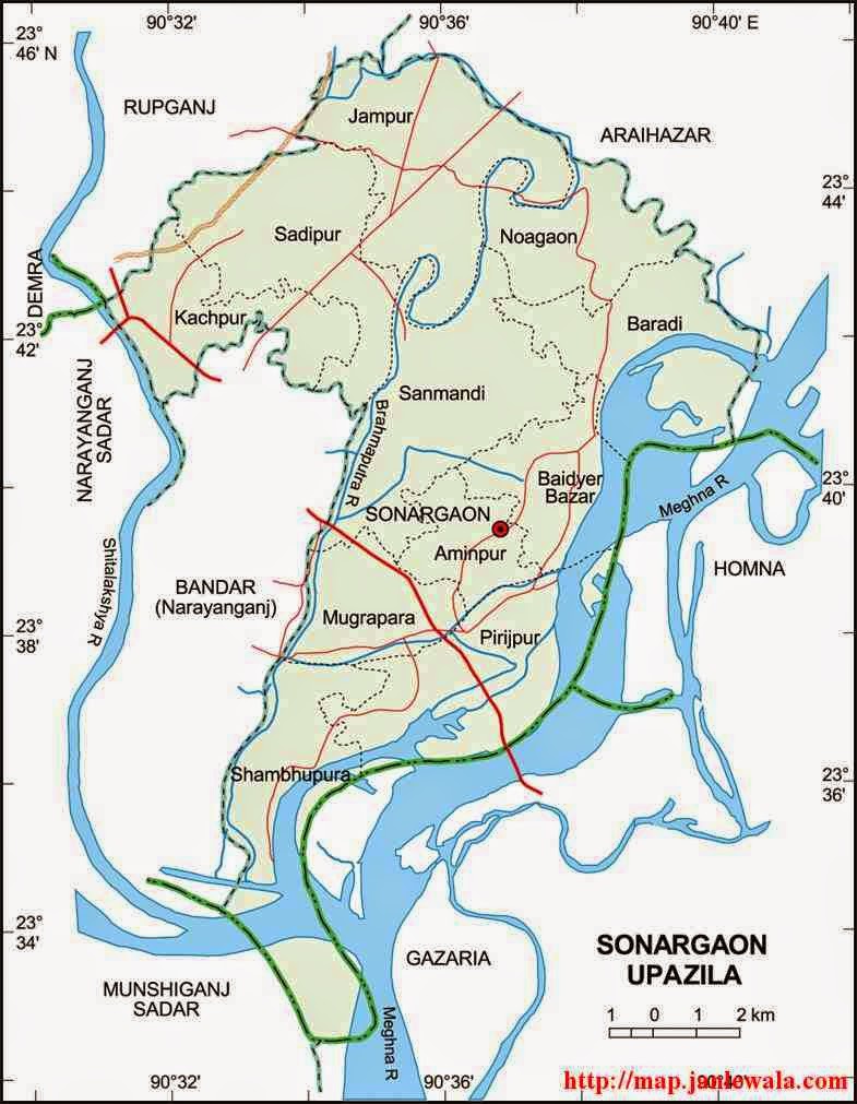 sonargaon upazila map of bangladesh