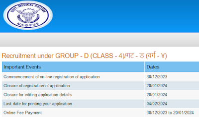 GMC Nagpur Group D Important Dates 2024