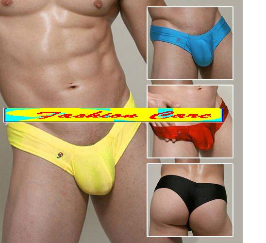 Description UM009 Yellow Thong Enhance Bulge Pouch Cheek Boxers Sexy Men's