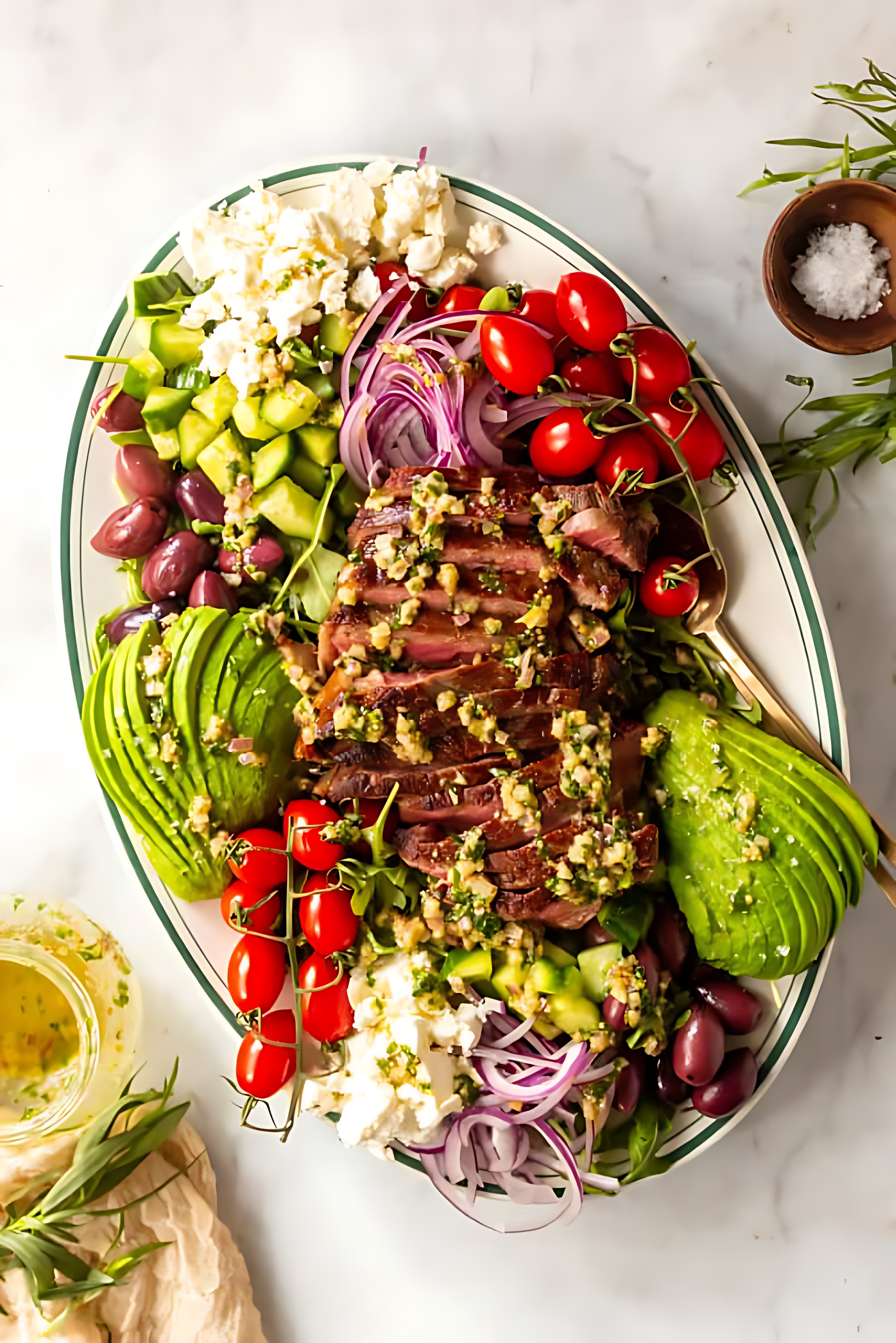 Greek Steak Bite Salad With Tarragon Dressing - Recipe