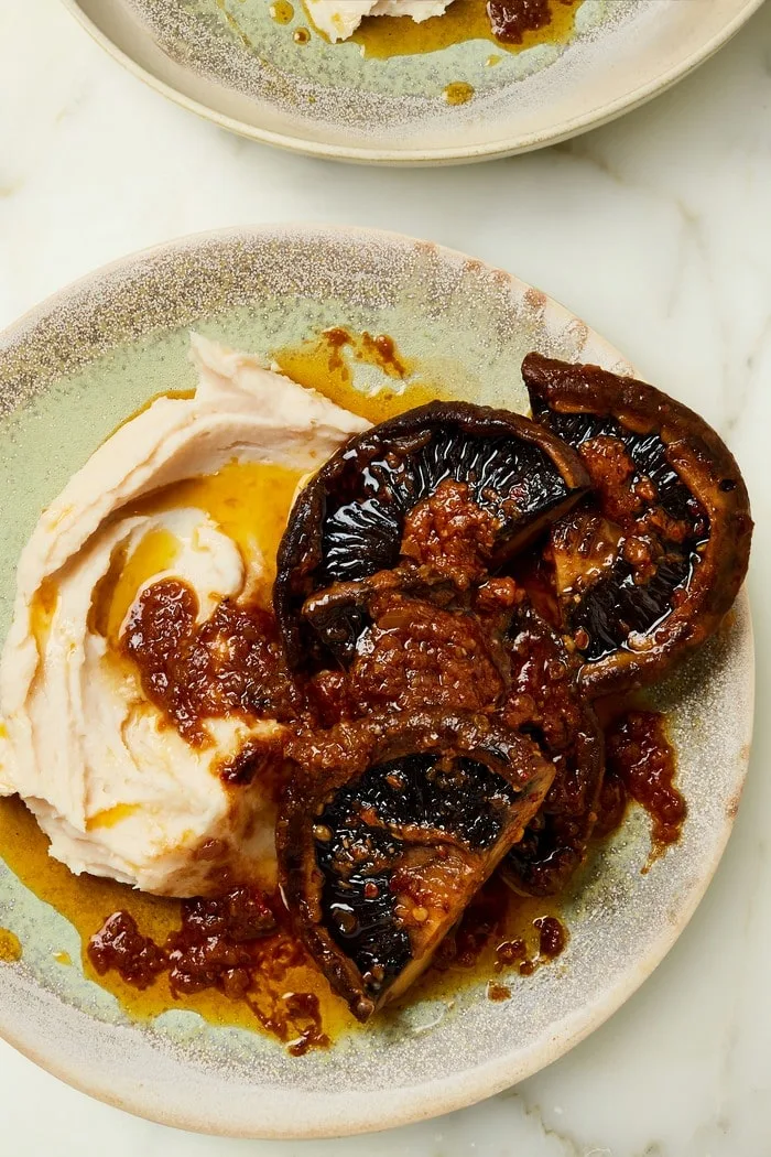 Ottolenghi Portobello Mushroom 'Steaks' with a Chipotle flavoured sauce and Butter Bean Mash