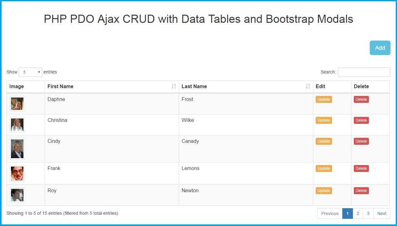 Php Pdo Ajax Crud With Data Tables And Bootstrap Modals Webslesson