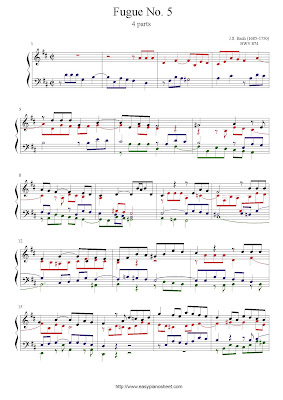 
Partitura de piano gratis de Johann Sebastian Bach: Fuga No.5 (BWV 874)