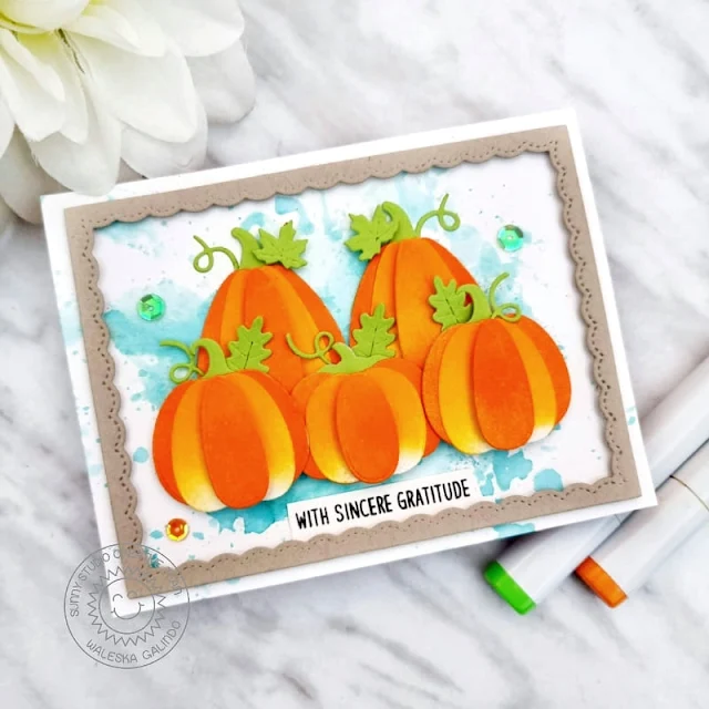 Sunny Studio Stamps: Pumpkin Patch Die Focused Card by Waleska Galindo (featuring Words of Gratitude, Fancy Frame Dies)