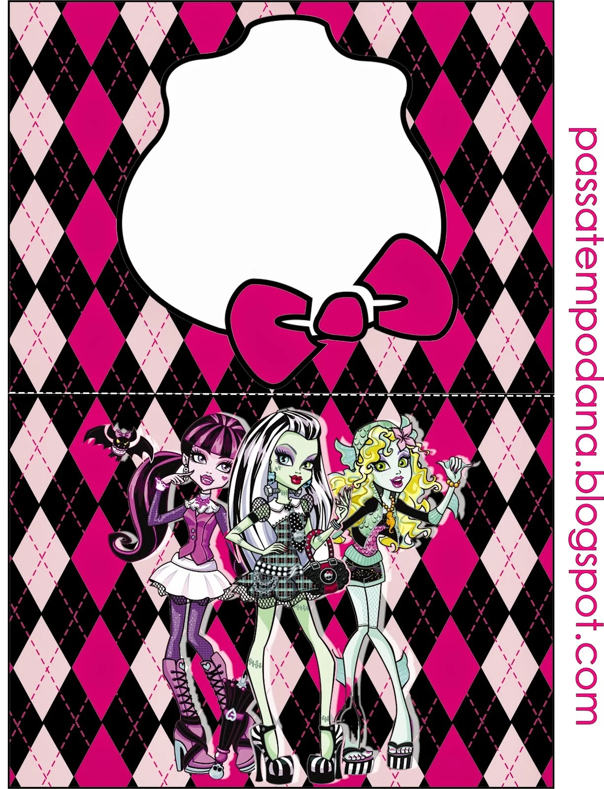 Etiquetas para Candy Bar de Monster High Rosa para Imprimir Gratis.