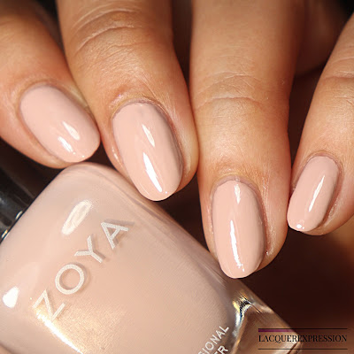 Swatch of a pink blush nail polish by Zoya called Agnes