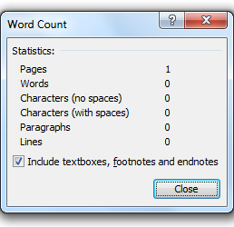 Microsoft Offiice Word count