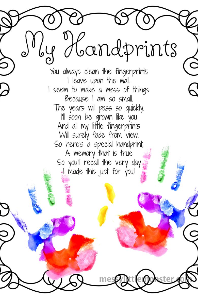 Handprint Poem - Mother's Day Painting Ideas