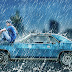 Boy With Old Car In Rainfall Photo Manipulation