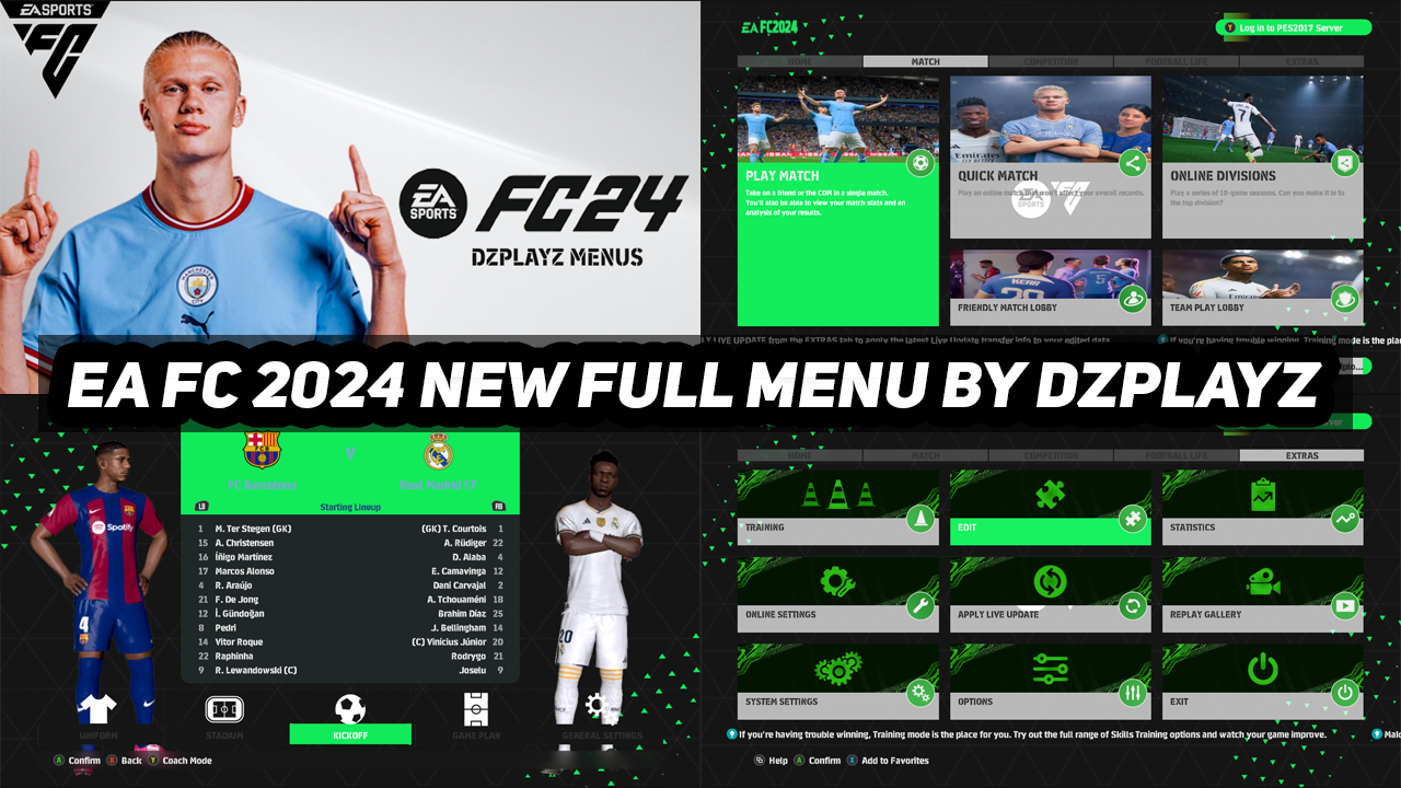 NEW PES 2017 EA Sports FC24 Graphic Menu Theme