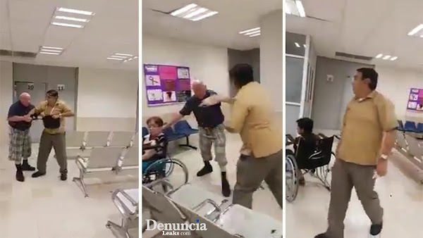 Abuelito jalonea a doctor por llegar tarde y negarle la consulta a su esposa tras horas de espera en el ISSSTE en Monterrey (VIDEO).