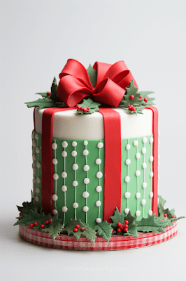 gift box bow theme Best 50+ Christmas Cakes to Lust After for Your Festive Party Ideas, Buttercream Frosting Holiday Homemade Cake Inspiration to DIY. Dessert Ideas for Events