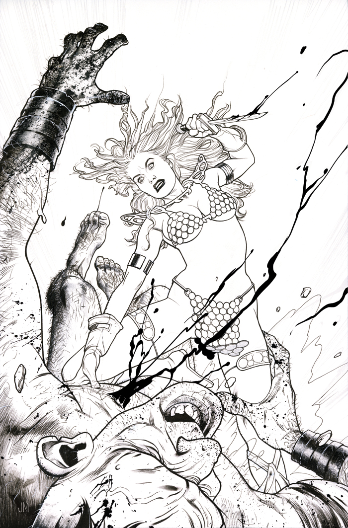 Red Sonja Empire of the Damned cover #2 line version