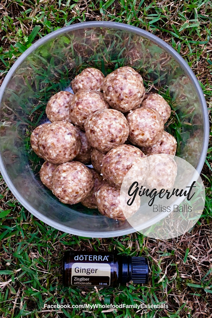 Gingernut bliss balls - GF, DF - ginger essential oil - www.mywholefoodfamily.com