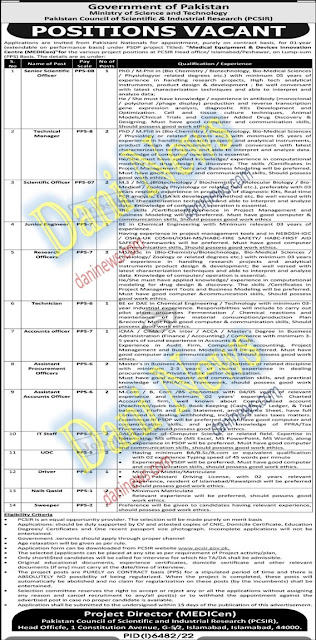 Ministry of Science and Technology Jobs Openings 2023 | MOST Jobs Online Apply www.pcsir.gov.pk