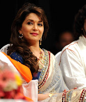 Madhuri, Dixit, In, White, Designer, Saree