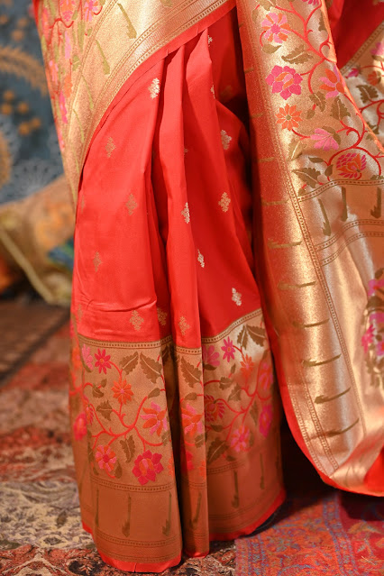 Banarasi red silk paithani saree