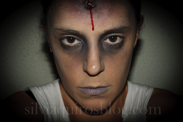 Maquillaje Halloween 7: Disparo en la frente, Halloween Make-up 7: Shot on the forehead, efectos especiales, special effects, Silvia Quirós