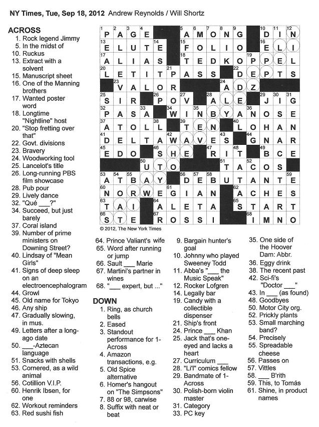 The New York Times Crossword in Gothic: 09.18.12 