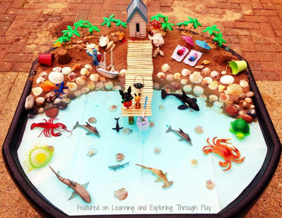 Learning and Exploring Through Play: Seaside Small World Tuff Tray