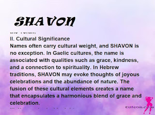 ▷ meaning of the name SHAVON (✔)