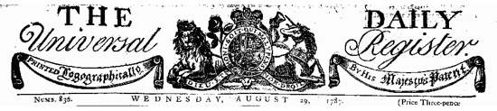The Times, header in 1787