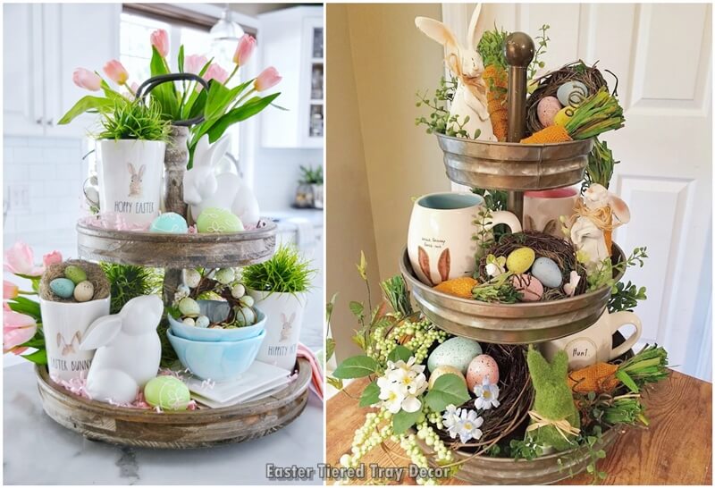 Easter Decoration Ideas, Rustic, Tiered Tray