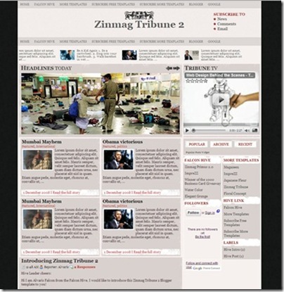 zinmag tribune 2 blogger template