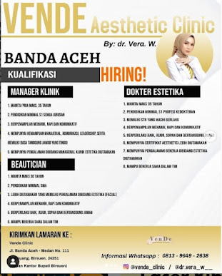 Recruitment VenDe Aesthetics Clinic Cabang Banda Aceh