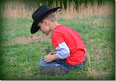 Cowboy Dan picking flowers