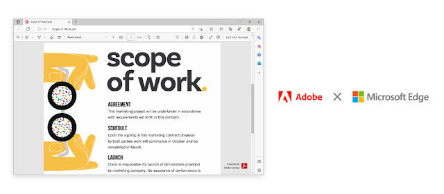 بدءًا من مارس سيتضمن متصفح Microsoft Edge أدوات وميزات Adobe Acrobat PDF