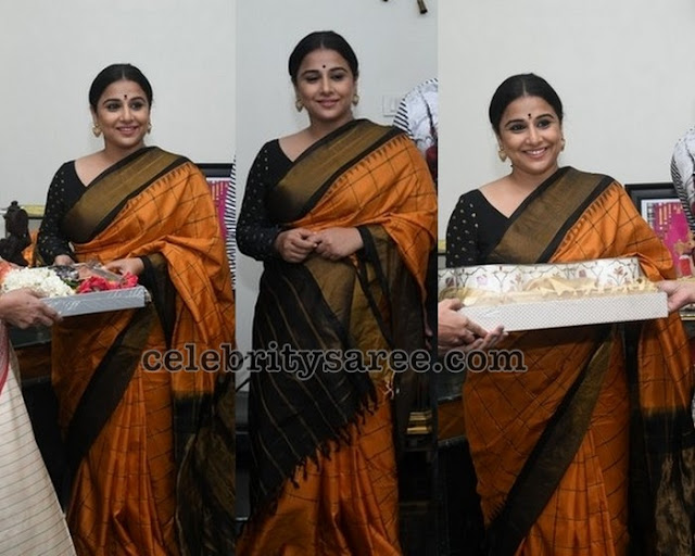 Vidya Balan in Mustard Silk Saree